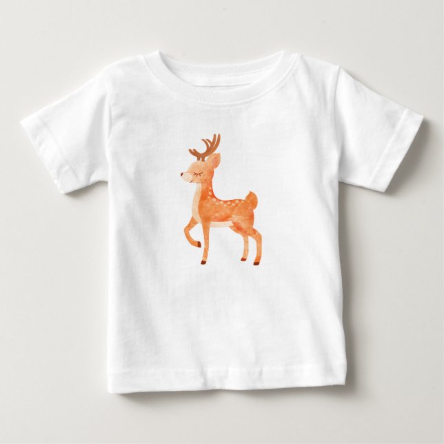 T-shirt Pour Bébé Aquarelle de cerf mou (Devant)