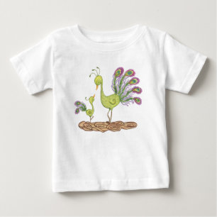 T-shirt Pour Bébé Aquarelle de paon adorable