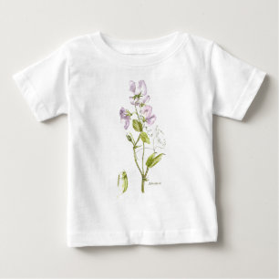 T-shirt Pour Bébé aquarelle de pois doux violet et de fleurs vertes