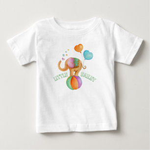 T-shirt Pour Bébé Aquarelle d'éléphant lunaire nom