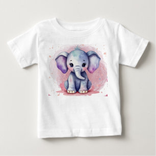 T-shirt Pour Bébé Aquarelle Elephant avec l'élégance moderne imprimé