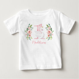 T-shirt Pour Bébé Aquarelle Floral Swan Princesse 1er anniversaire