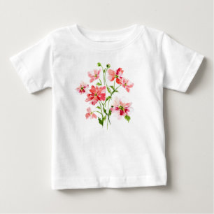 T-shirt Pour Bébé Aquarelle florale de pavot rouge