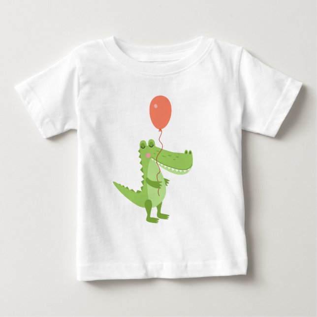 T-shirt Pour Bébé Aquarelle mignonne Crocodile Animaux sauvages Natu (Devant)