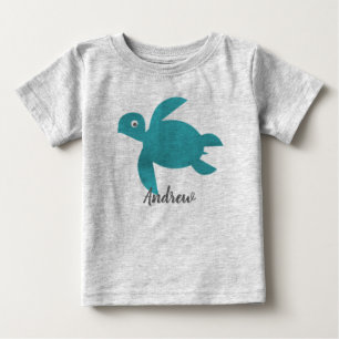 T-shirt Pour Bébé Aquarelle Monogramme de tortue marine