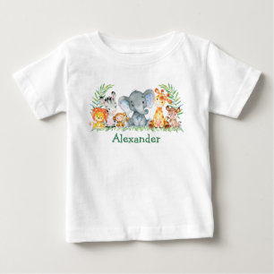 T-shirt Pour Bébé Aquarelle Safari bébé animaux éléphant