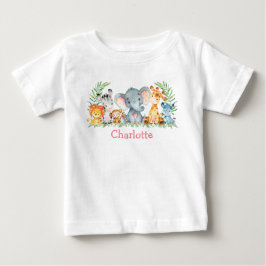 T-shirt Pour Bébé Aquarelle Safari Jungle Cute Baby Animaux
