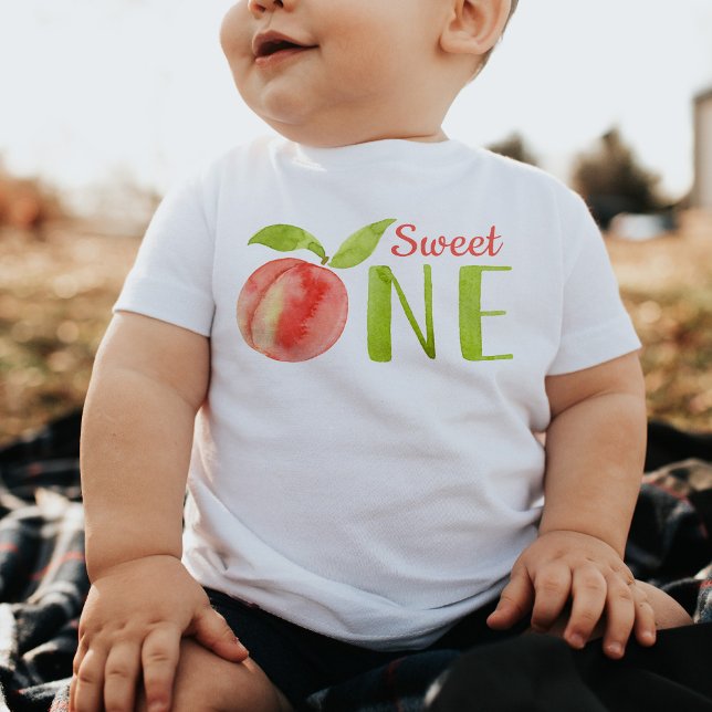T-shirt Pour Bébé Aquarelle Sweet One Peach 1er Birthday Girl (Créateur téléchargé)