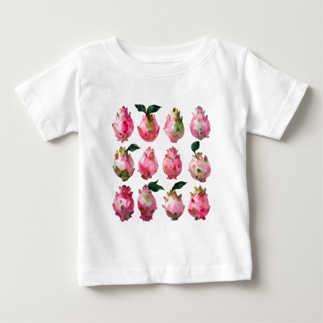 T-shirt Pour Bébé Aquarelle Tropicale Pitaya (Devant)