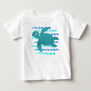 T-shirt Pour Bébé Aquarelle Vagues de tortue marine