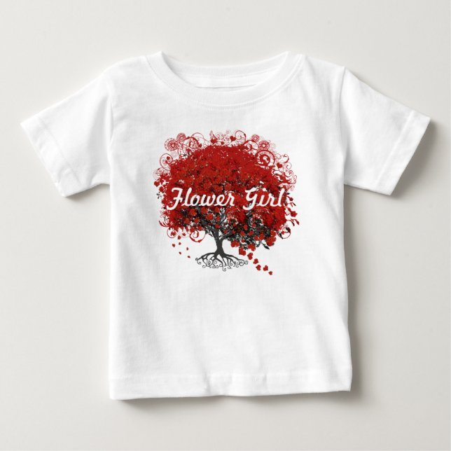T-shirt Pour Bébé Arbre à feuilles de coeur rouge (Devant)