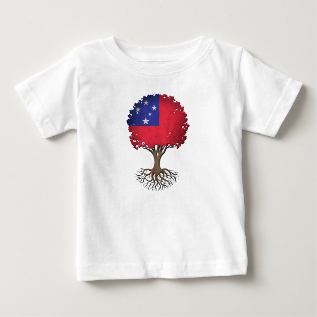T-shirt Pour Bébé Arbre de drapeau de la vie Samoan personnalisable (Devant)