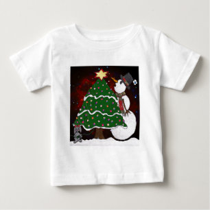 T-shirt Pour Bébé Arbre de Noël Snowman Surprise Art Imprimer