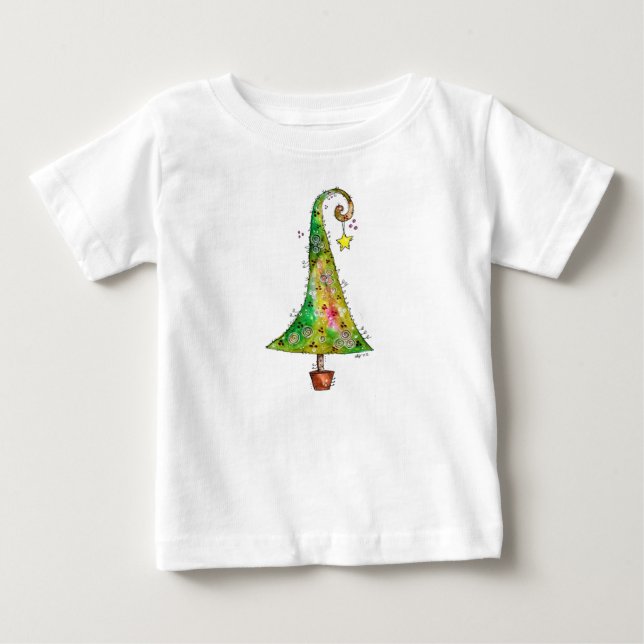 T-shirt Pour Bébé Arbre de Noël Whimsical (Devant)