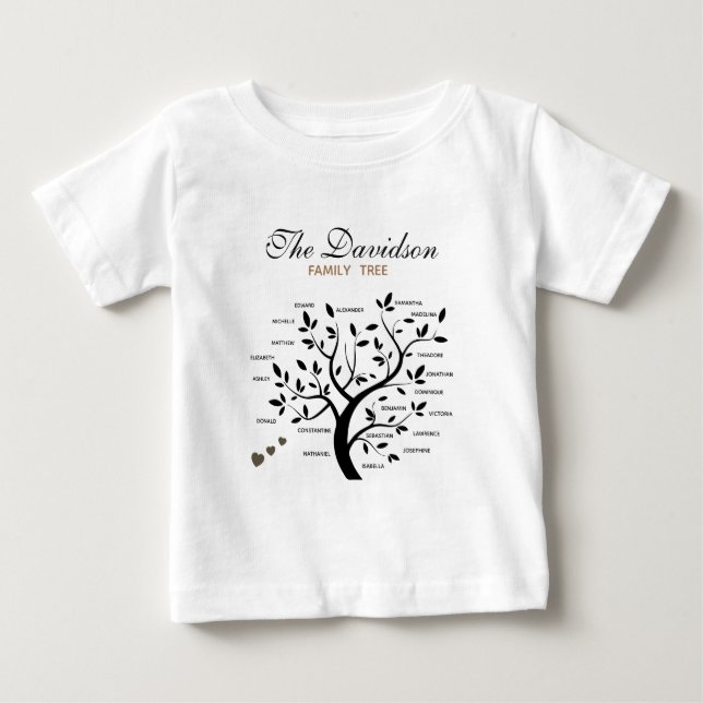 T-shirt Pour Bébé Arbre généalogique personnalisé (20 noms) (Devant)
