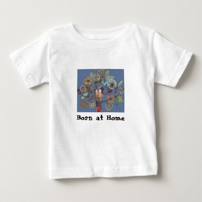 T-shirt Pour Bébé arbre, Né à la maison (Devant)