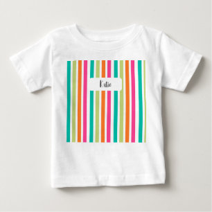 T-shirt Pour Bébé Arc-en-ciel bandes verticales coloré rétro multico