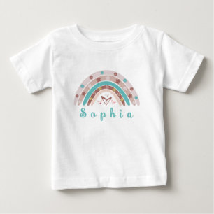 T-shirt Pour Bébé Arc-en-ciel branché Boho avec nom personnalisé