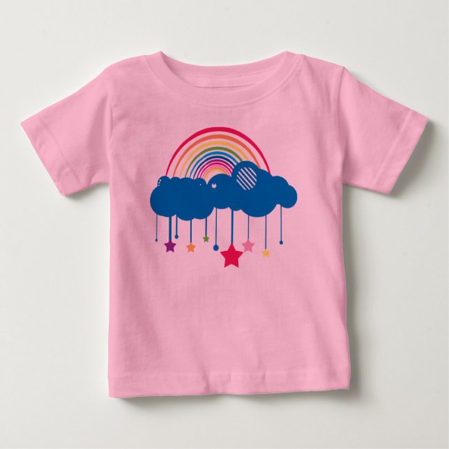 T-shirt Pour Bébé Arc-en-ciel dans les nuages (Devant)