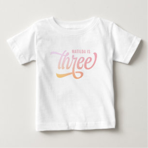 T-shirt Pour Bébé Arc-en-ciel d'été trois 3e anniversaire cadeau