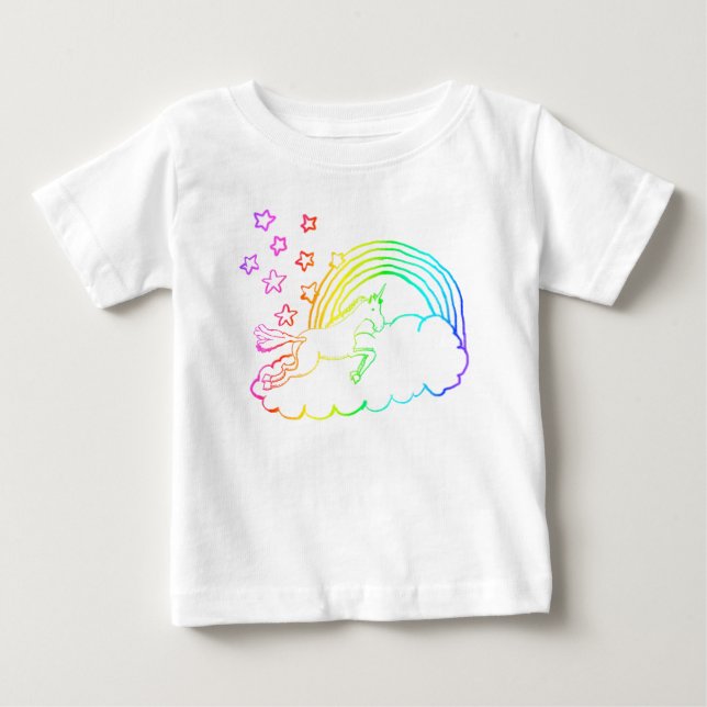 T-shirt Pour Bébé Arc-en-ciel d'Unicorne (Devant)