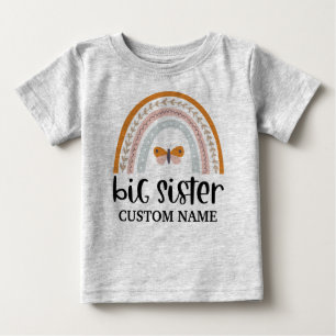 T-shirt Pour Bébé Arc-en-ciel et papillon personnalisées Big Soeur