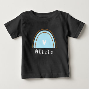 T-shirt Pour Bébé Arc-en-ciel minimaliste Boho avec nom personnalisé