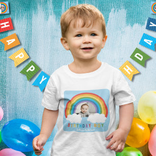 T-shirt Pour Bébé Arche arc-en-ciel sur les nuages Premier anniversa