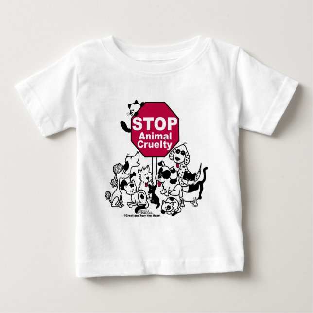 T-shirt Pour Bébé Arrêter la cruauté envers les animaux (Devant)