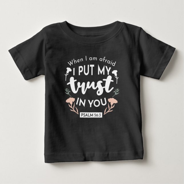 T-shirt Pour Bébé Art chrétien floral foncé - Psaume 56:3 (Devant)