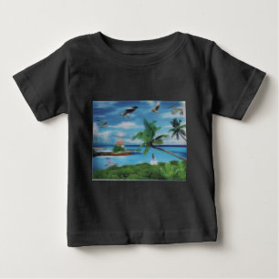T-shirt Pour Bébé Art de la scène de plage tropicale