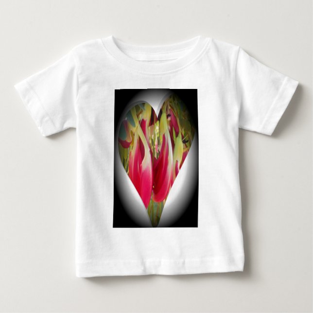 T-shirt Pour Bébé Art du coeur floral (Devant)
