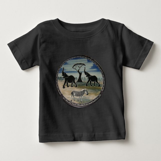T-shirt Pour Bébé Art Eléphant Africain (Devant)