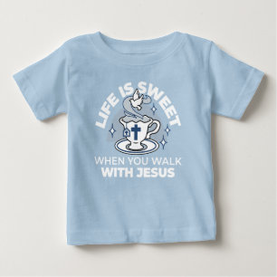 T-shirt Pour Bébé Art Vivant Fidèle - Teacup avec Croix et Dove