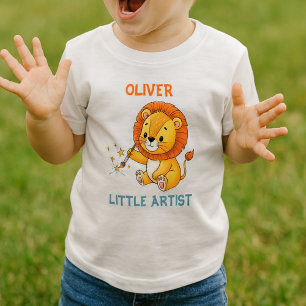 T-shirt Pour Bébé Artiste Lionceau de Dessin Animé Mignon avec Pince