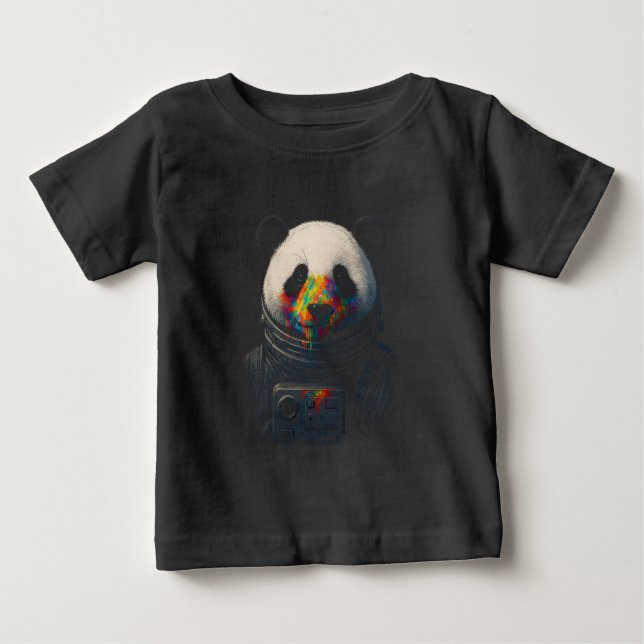 T-shirt Pour Bébé Astronaut Panda with Neon Paint Splash  (Devant)