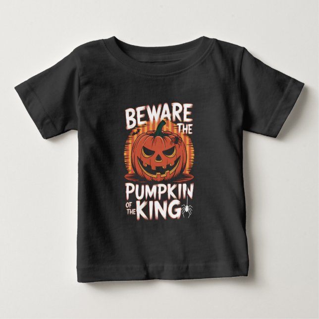 T-shirt Pour Bébé Attention au citrouille du roi Halloween (Devant)