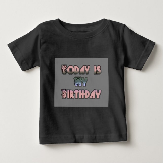 T-shirt Pour Bébé Aujourd'hui est mon anniversaire Baby Pink Art Pri (Devant)