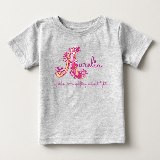 T-shirt Pour Bébé Aurelia girls nom & sens Un monogramme chemise (Devant)