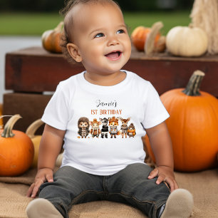 T-shirt Pour Bébé Automne Amis mignons Animaux 1er Anniversaire Nom