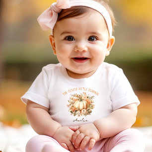 T-shirt Pour Bébé Automne Thanksgiving Little Citrouille Girl Pastel