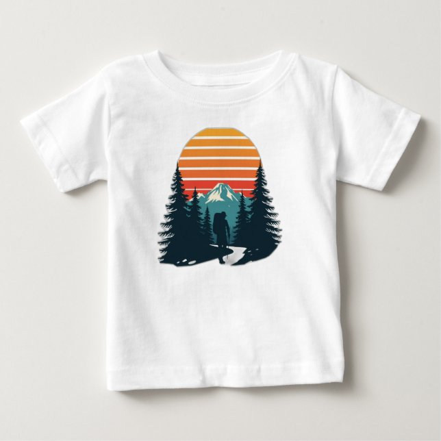 T-shirt Pour Bébé Aventure Rétro de Randonnée en Montagne (Devant)