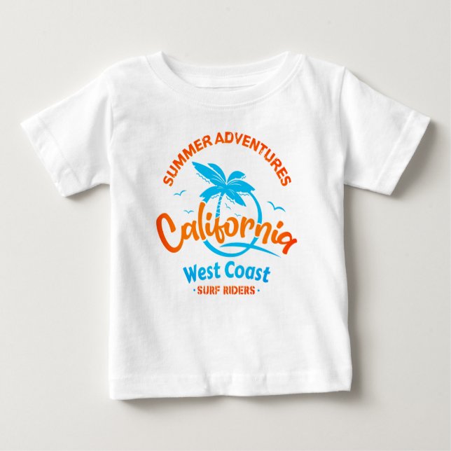 T-shirt Pour Bébé Aventures estivales Californie Côte Ouest Surf Rid (Devant)