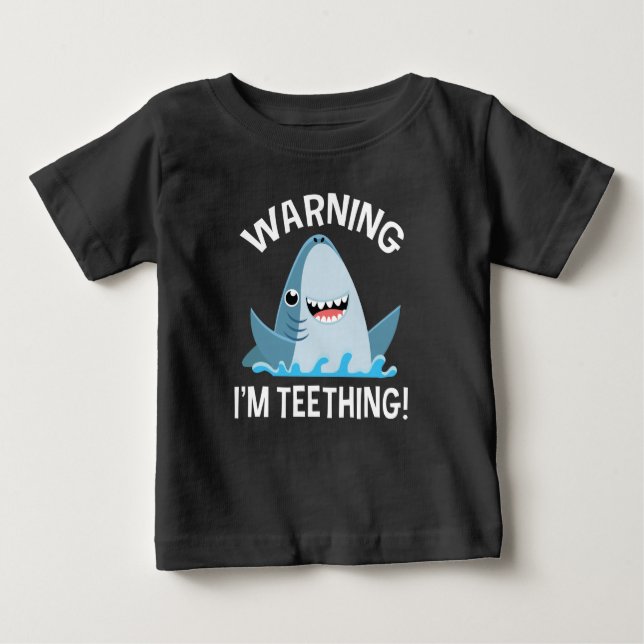 T-shirt Pour Bébé Avertissement Je fais des dents (Devant)