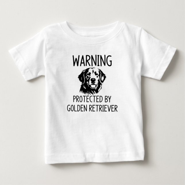 T-shirt Pour Bébé Avertissement protégé par golden retriever (Devant)