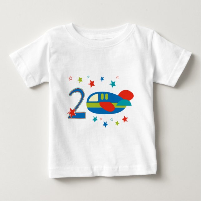 T-shirt Pour Bébé Avion 2e anniversaire (Devant)