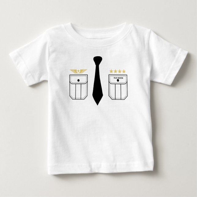 T-shirt Pour Bébé Avion d'aviation pilote blanc (Devant)