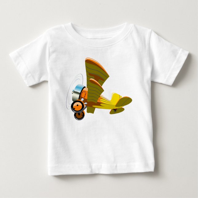 T-shirt Pour Bébé Avion rétro de dessin (Devant)