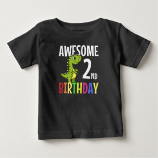 T-shirt Pour Bébé Awesome 2e anniversaire : Dinosaur Kids Funny Cade