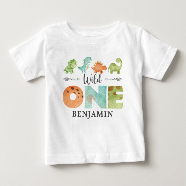 T-shirt Pour Bébé Bab d'anniversaire de premier dinosaure de SAUVAGE (Devant)